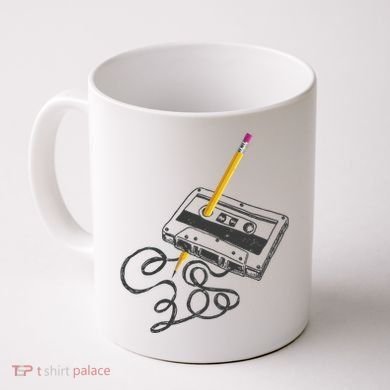 Vintage Rewind Funny Cassette Pencil Gift Coffee Mug
