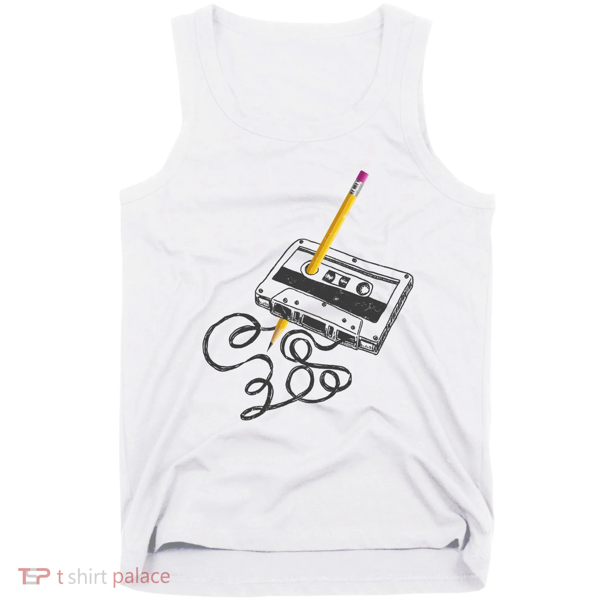 Vintage Rewind Funny Cassette Pencil Gift Tank Top