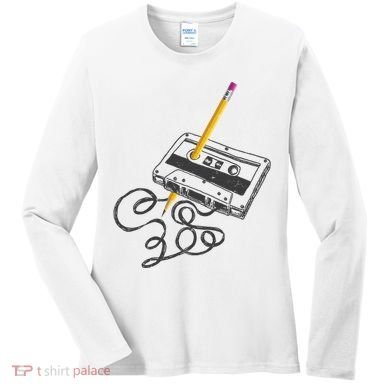 Vintage Rewind Funny Cassette Pencil Gift Women's Long Sleeve Shirt