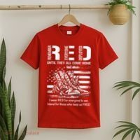 Vintage Red Friday Until They Come Home USA American Flag T-Shirt thumb 2
