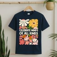 Vintage Retro Floral Celebrate Minds of All Kinds T-Shirt thumb 2