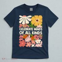 Vintage Retro Floral Celebrate Minds of All Kinds T-Shirt thumb 5