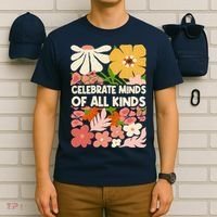 Vintage Retro Floral Celebrate Minds of All Kinds T-Shirt thumb 6