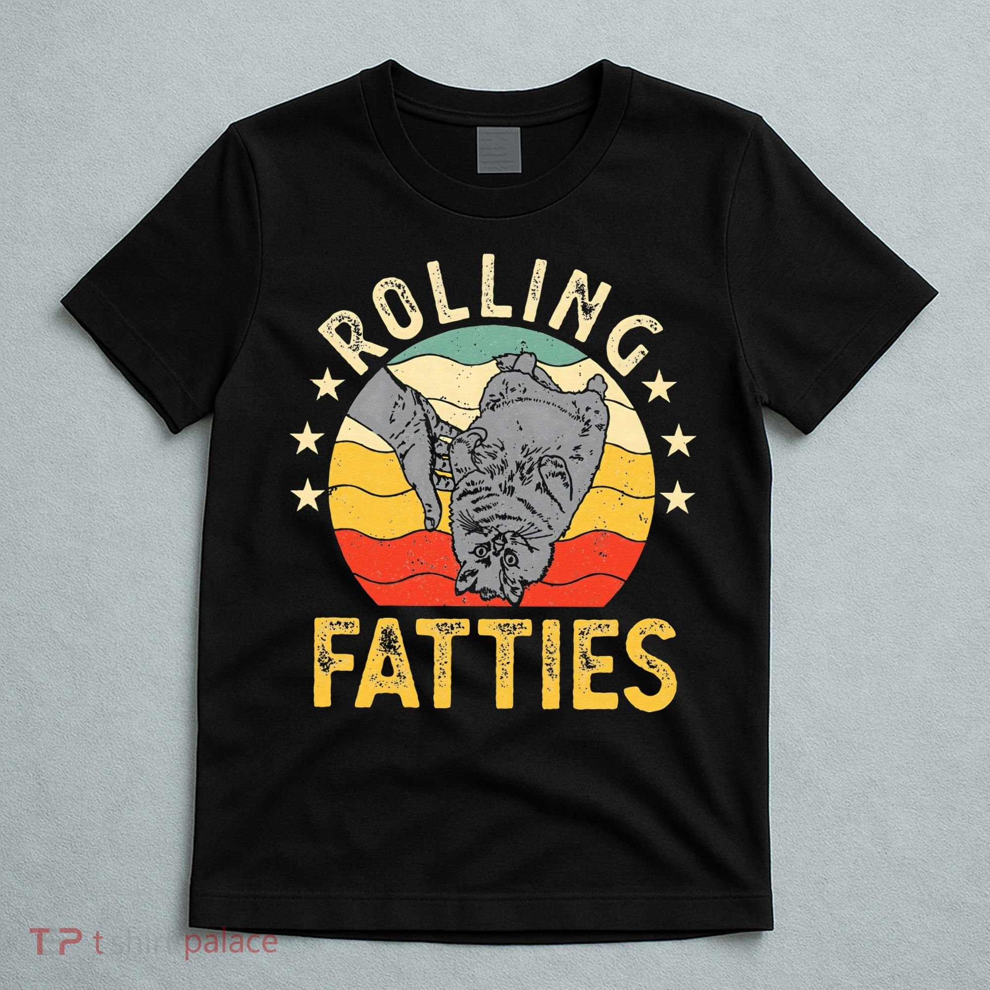 Vintage Rolling Fatties Cat Retro Kitty Kitten Meow Lover T-Shirt