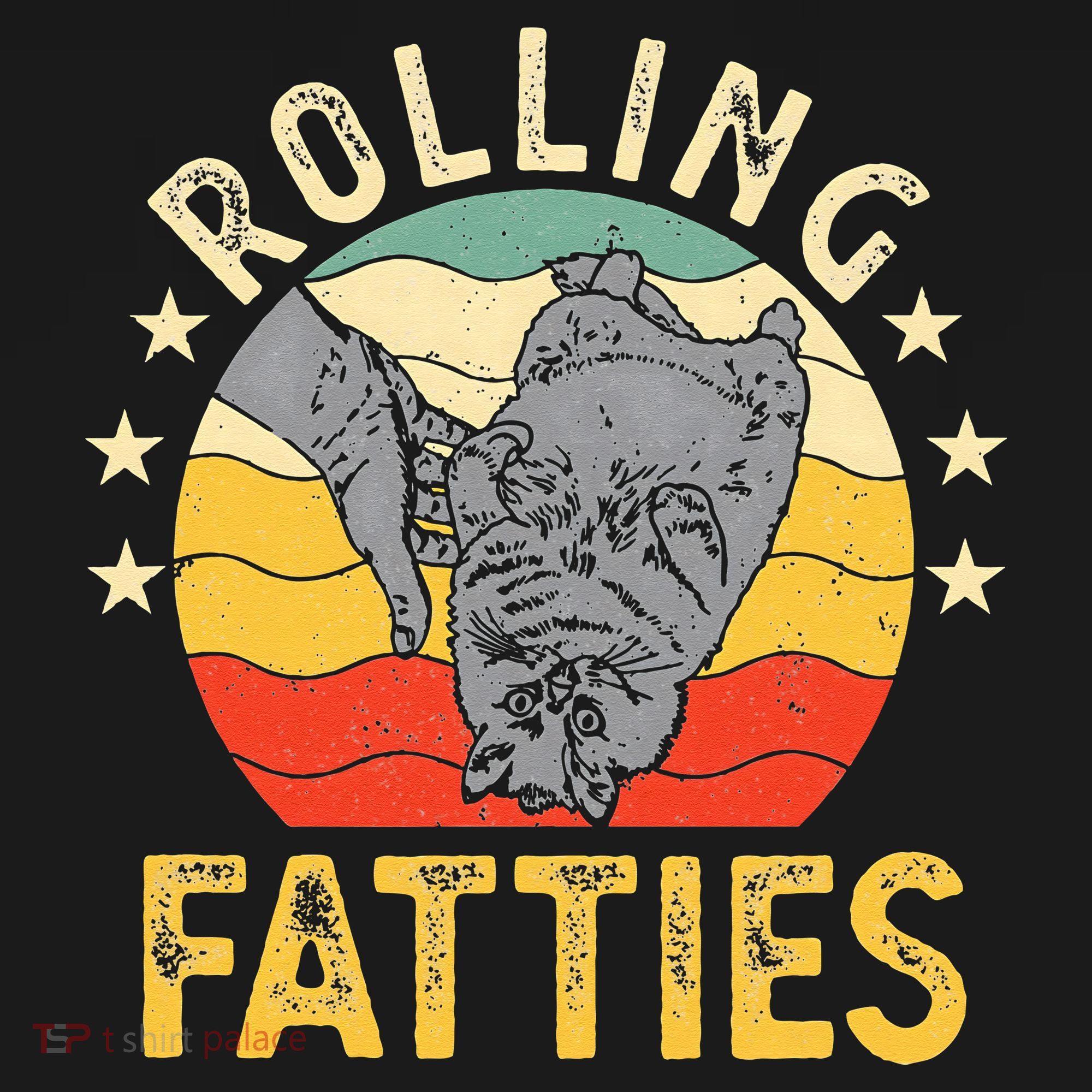 Vintage Rolling Fatties Cat Retro Kitty Kitten Meow Lover T-Shirt