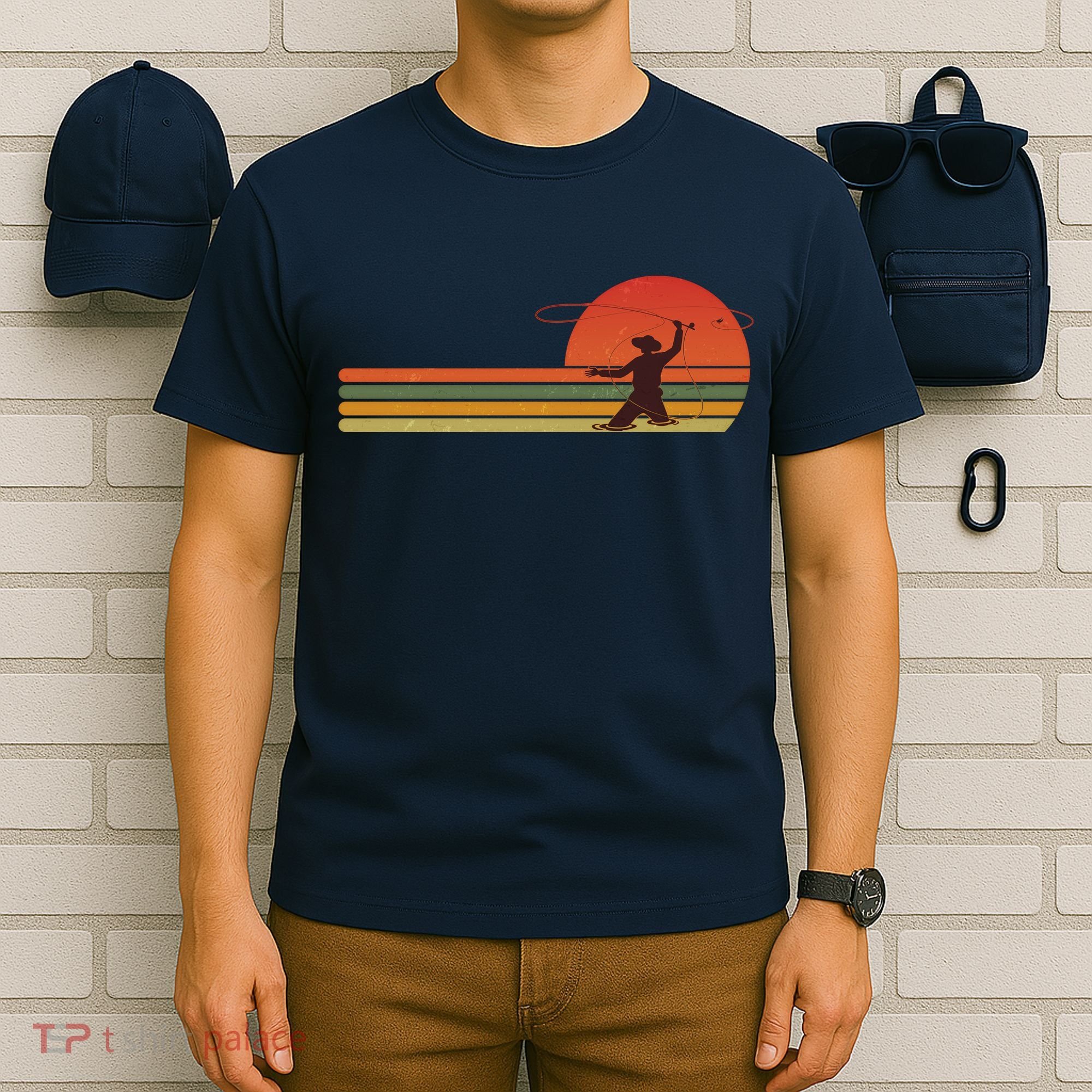 Vintage Retro Fly Fisherman Fishing Fan T-Shirt