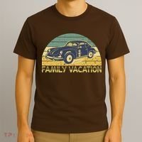 Vintage Retro Family Vacation Old Classic Car T-Shirt thumb 3