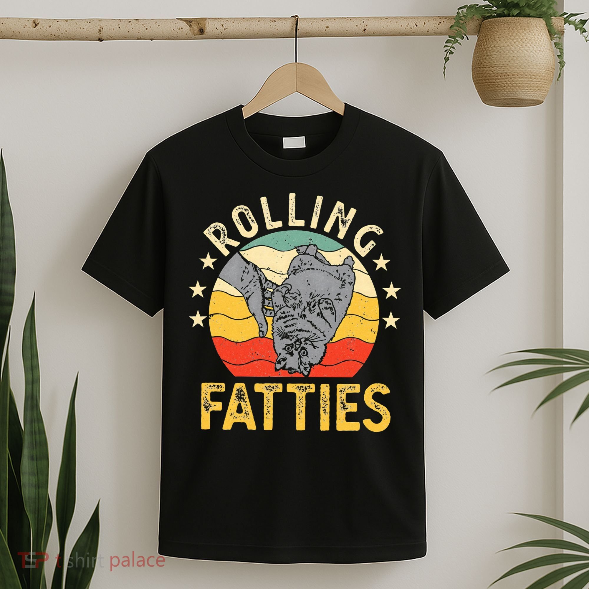 Vintage Rolling Fatties Cat Retro Kitty Kitten Meow Lover T-Shirt