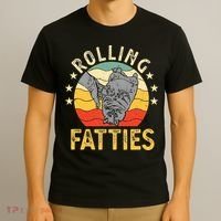 Vintage Rolling Fatties Cat Retro Kitty Kitten Meow Lover T-Shirt thumb 3
