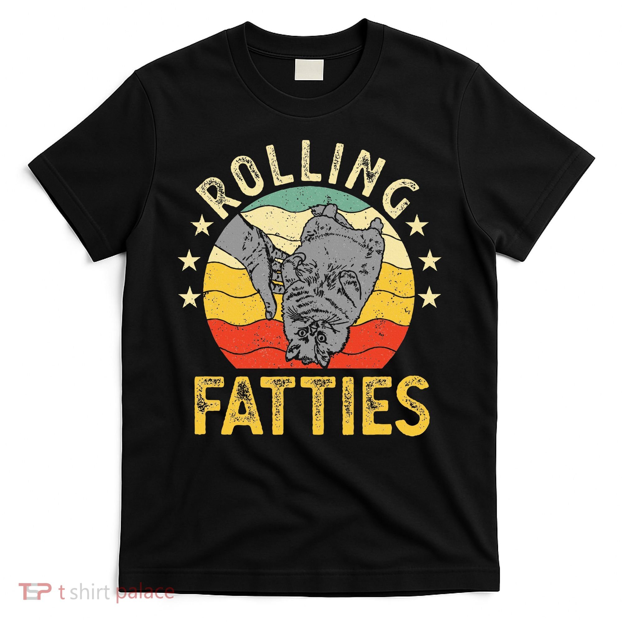 Vintage Rolling Fatties Cat Retro Kitty Kitten Meow Lover T-Shirt