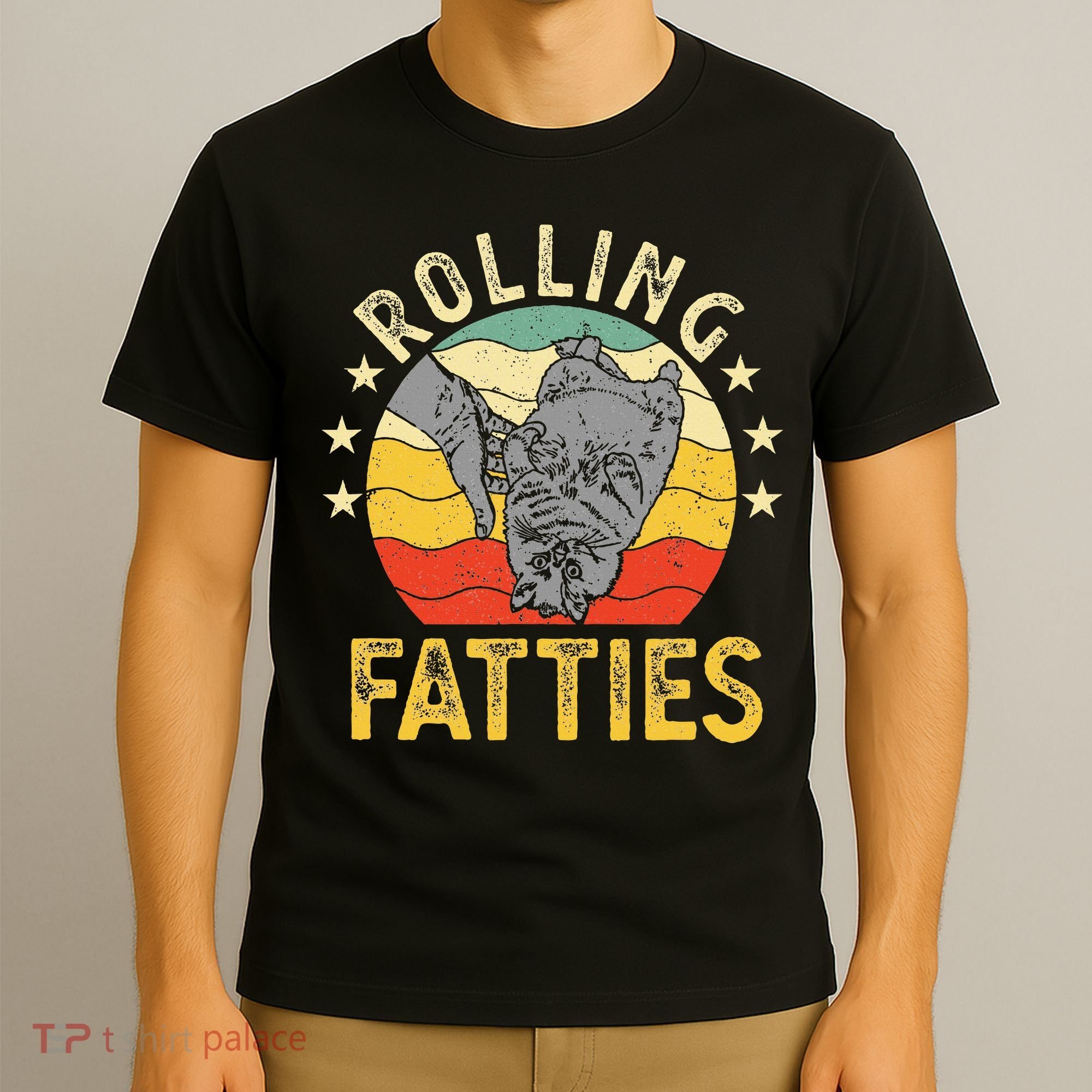 Vintage Rolling Fatties Cat Retro Kitty Kitten Meow Lover T-Shirt
