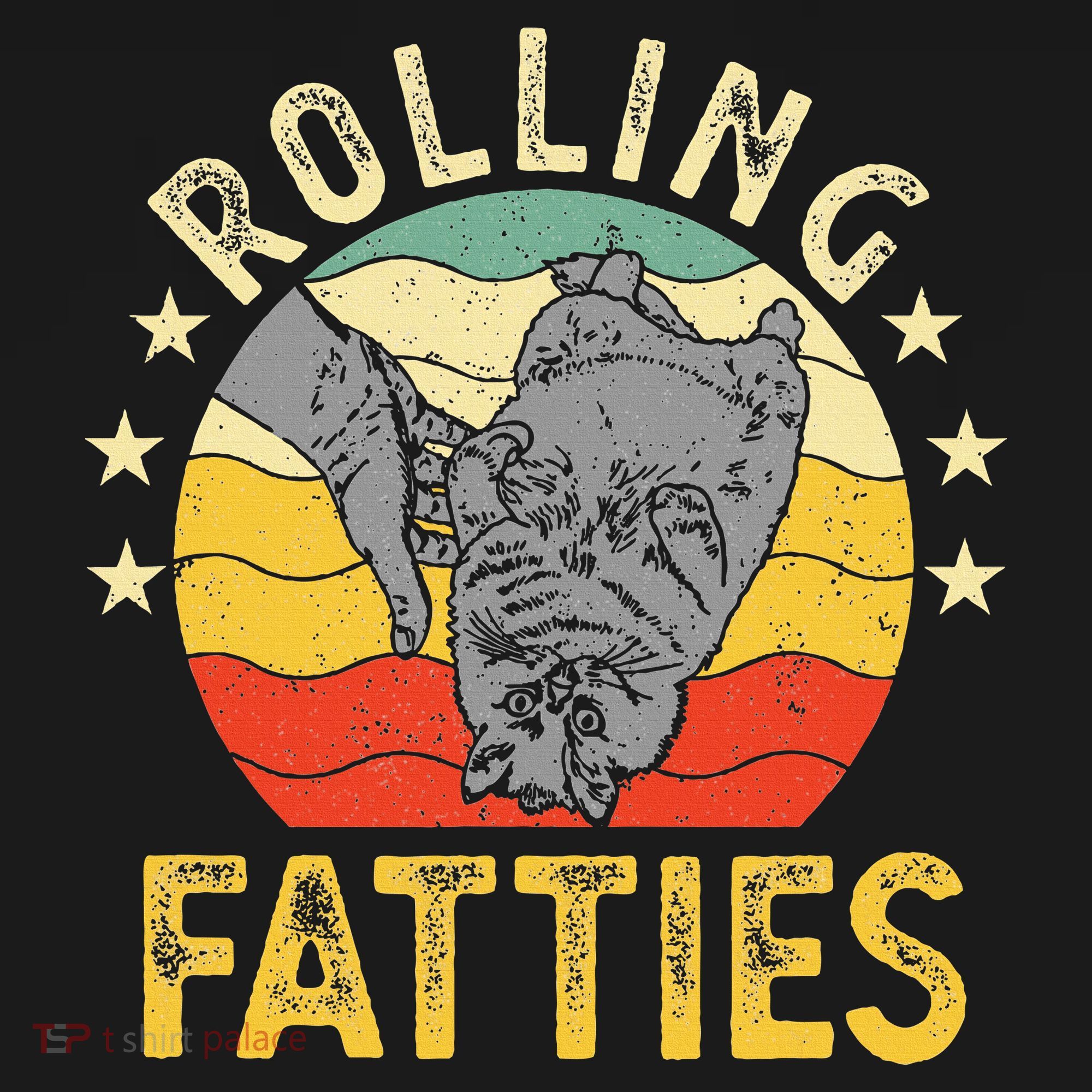 Vintage Rolling Fatties Cat Retro Kitty Kitten Meow Lover T-Shirt