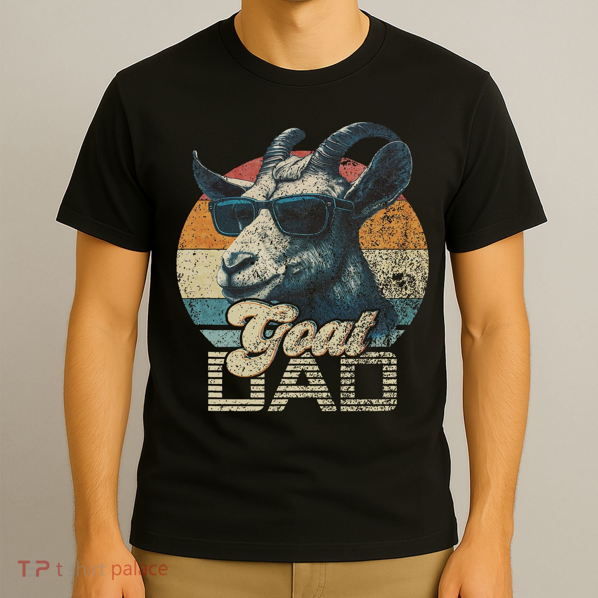 Vintage Retro Goat Dad Best Goat Daddy Funny Fathers Day T-Shirt