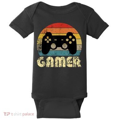 Vintage Retro Gamer Video Game Player Baby Bodysuit