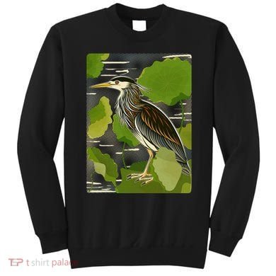 Vintage Retro Green Heron Bird Sweatshirt