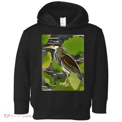 Vintage Retro Green Heron Bird Toddler Hoodie