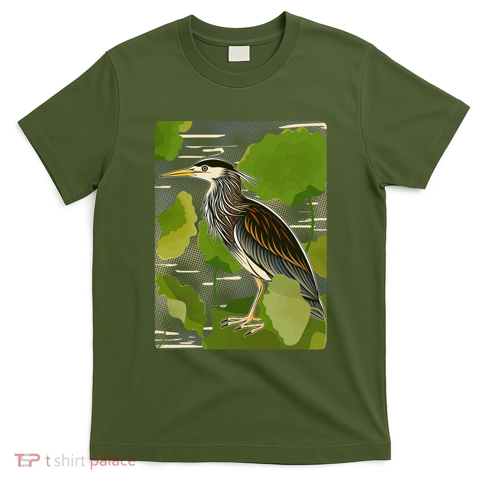 Vintage Retro Green Heron Bird T-Shirt