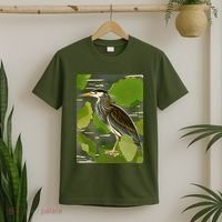 Vintage Retro Green Heron Bird T-Shirt thumb 2