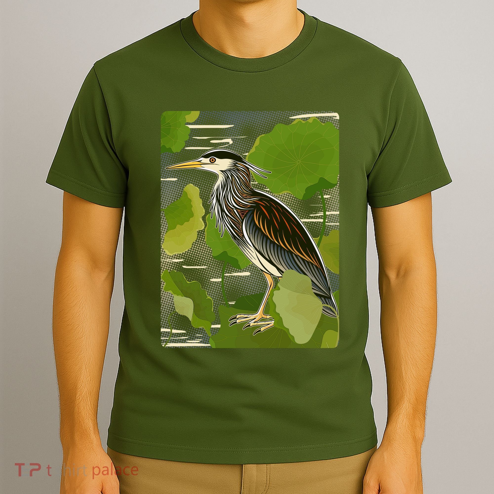 Vintage Retro Green Heron Bird T-Shirt
