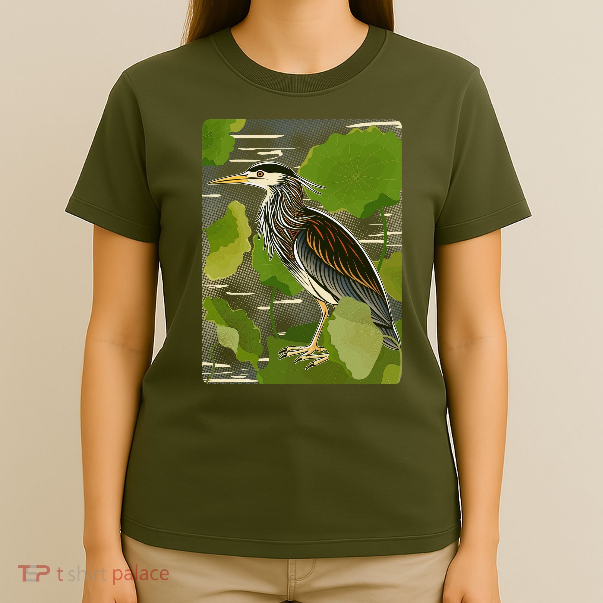 Vintage Retro Green Heron Bird T-Shirt