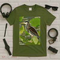 Vintage Retro Green Heron Bird T-Shirt thumb 5
