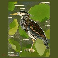 Vintage Retro Green Heron Bird T-Shirt thumb 7