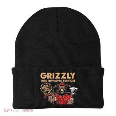 Vintage Retro Grizzly Tree Trimming Services We'll Remove Your Limbs Beanie