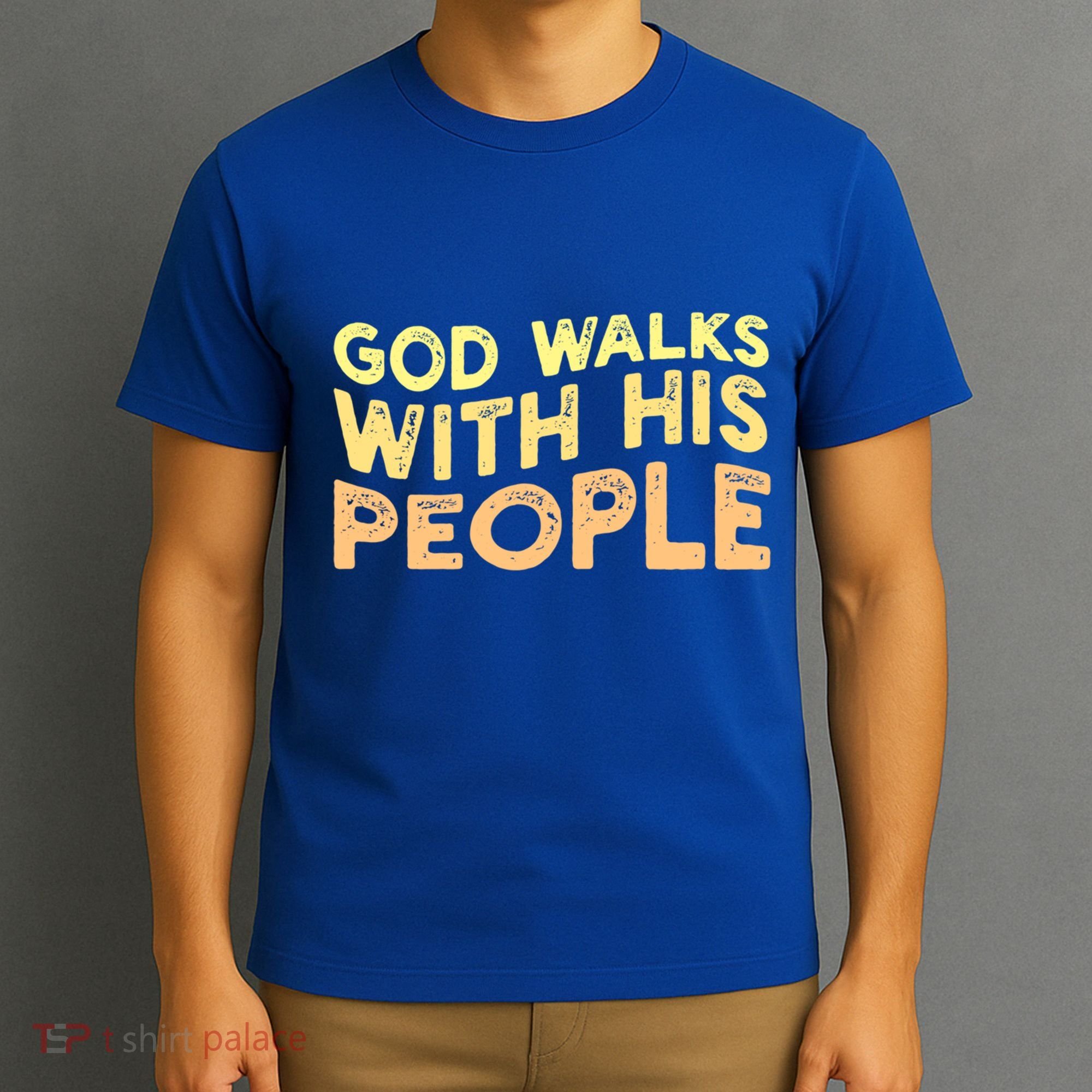Vintage Retro God Walks With His People World Refugee Day Funny Gift T-Shirt