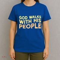 Vintage Retro God Walks With His People World Refugee Day Funny Gift T-Shirt thumb 4