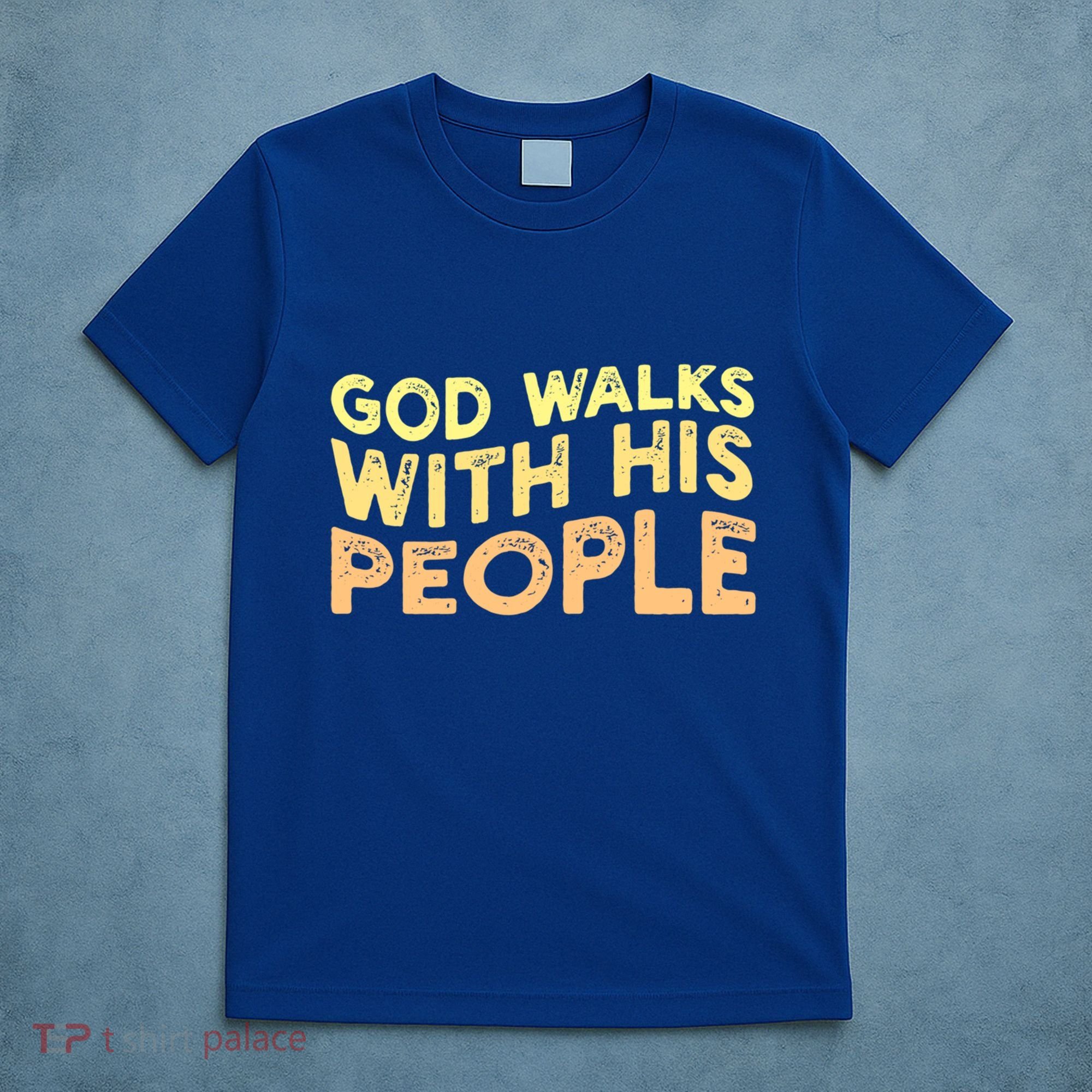 Vintage Retro God Walks With His People World Refugee Day Funny Gift T-Shirt