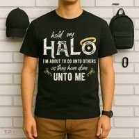 Vintage Retro Hold My Halo IM About To Do Unto Others Bible T-Shirt thumb 6