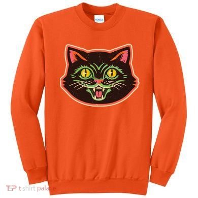 Vintage Retro Halloween Cat Face Sweatshirt