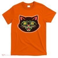 Vintage Retro Halloween Cat Face T-Shirt thumb 0