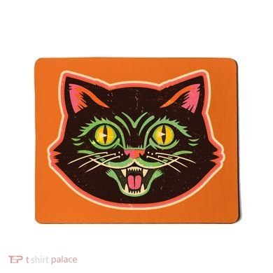 Vintage Retro Halloween Cat Face Mousepad