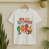 Vintage Red Hot Silly Peppers Unique 90s Funny Cartoons T-Shirt thumb 2