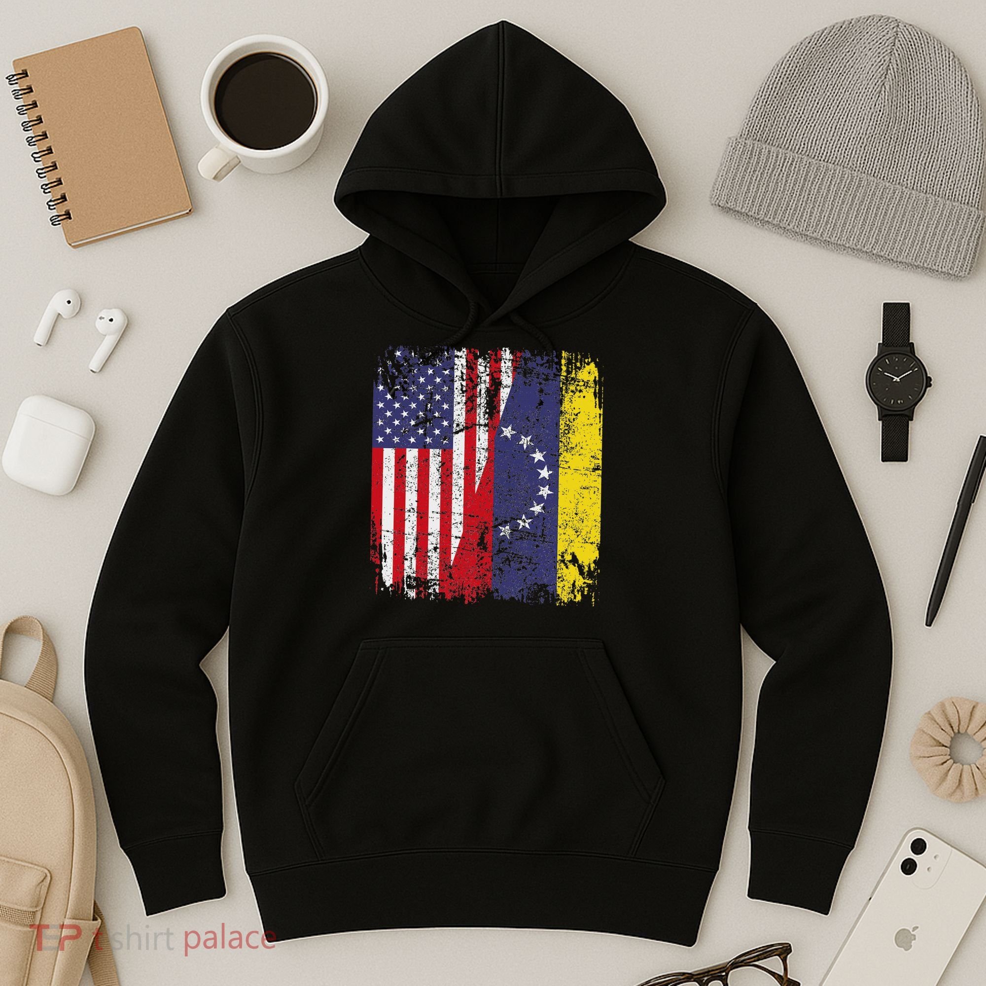 Venezuelan Roots Half American Flag Venezuela Hoodie