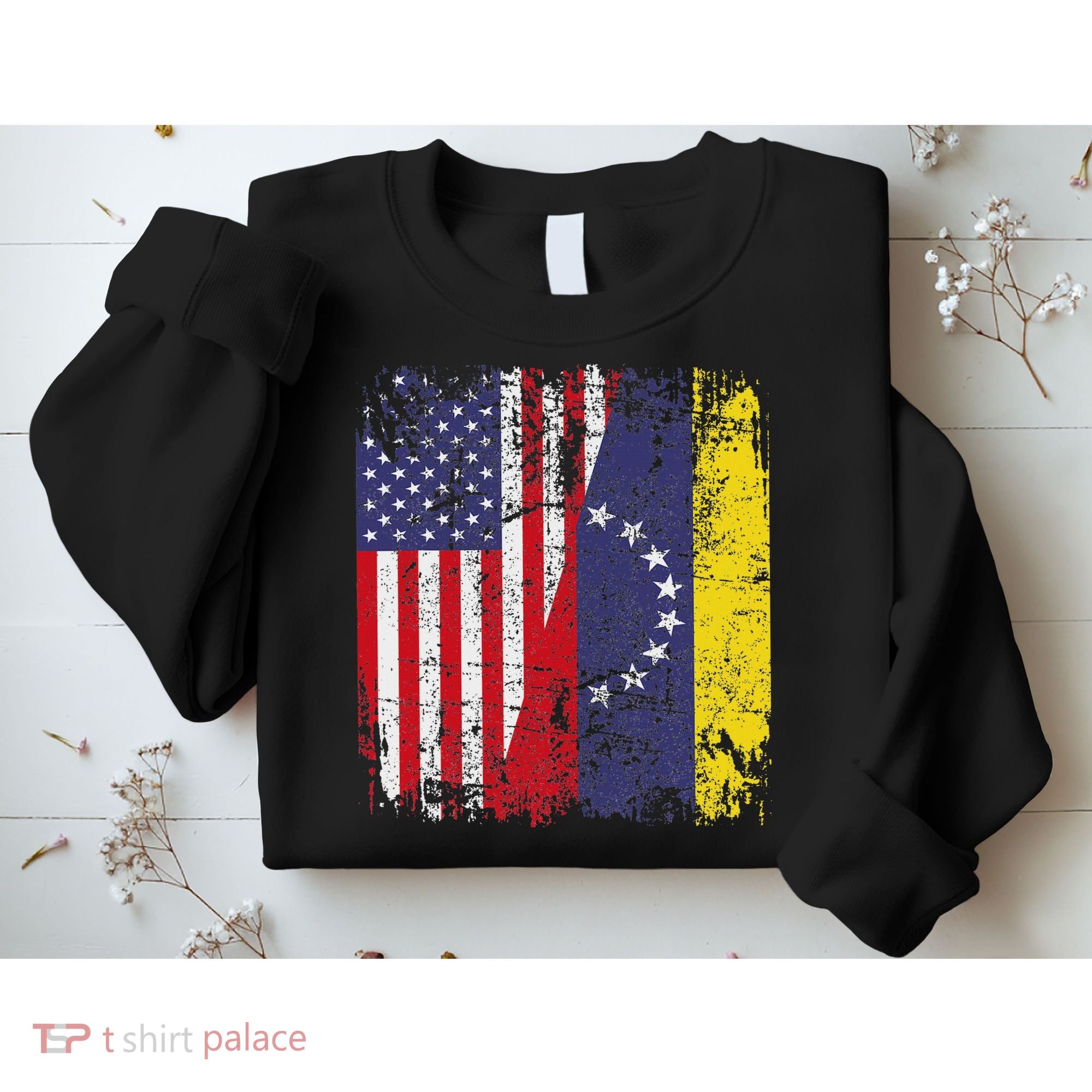 Venezuelan Roots Half American Flag Venezuela Sweatshirt
