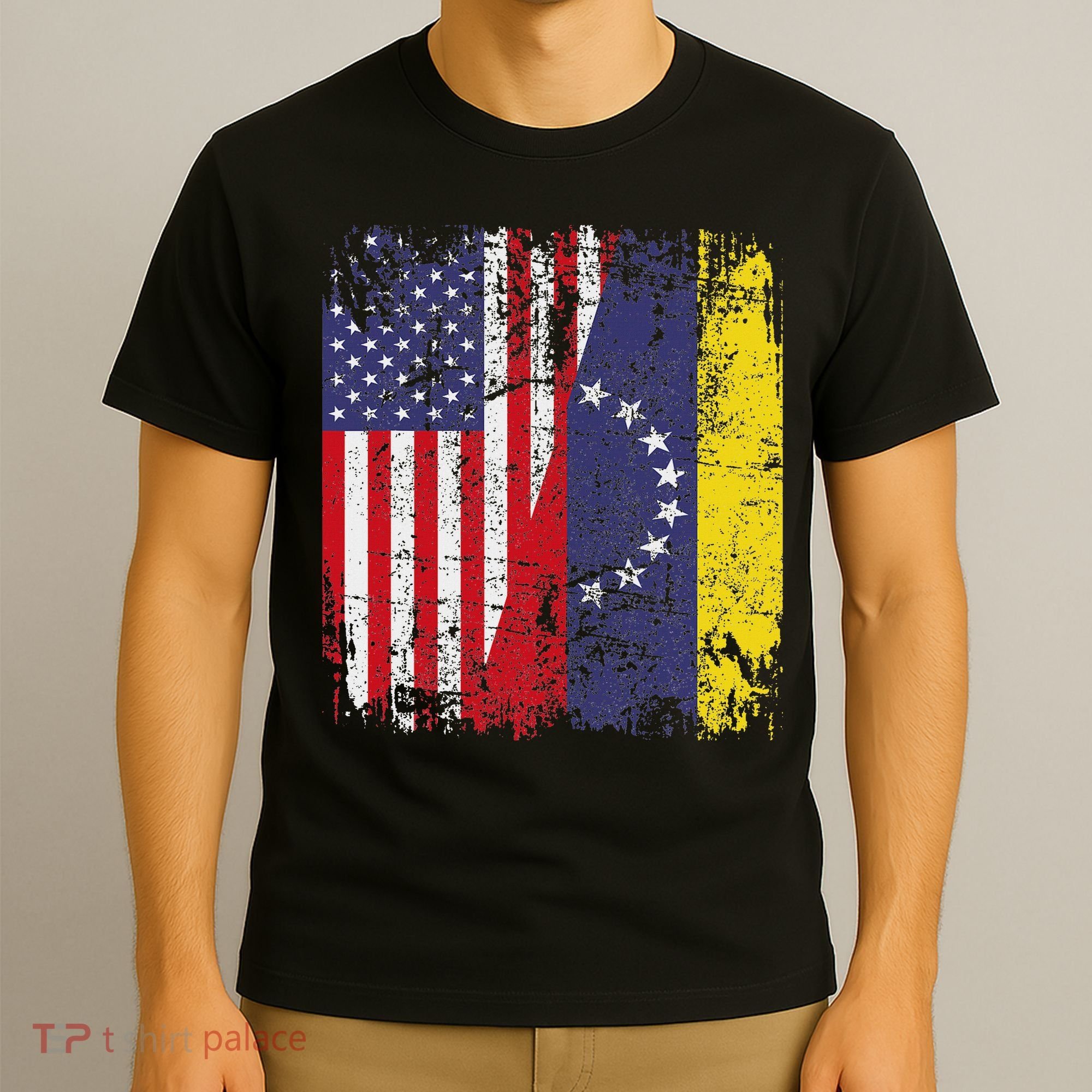 Venezuelan Roots Half American Flag Venezuela T-Shirt