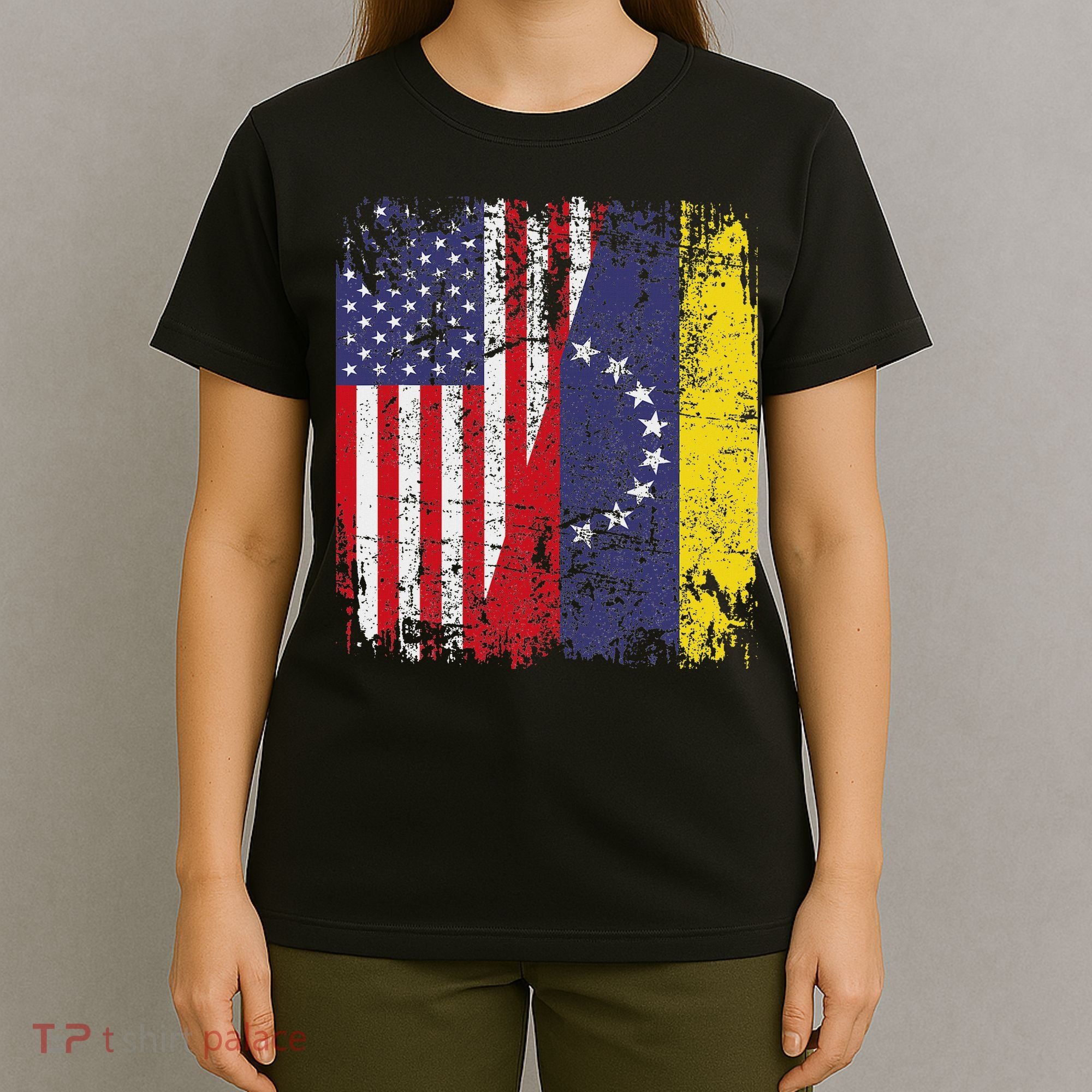Venezuelan Roots Half American Flag Venezuela T-Shirt