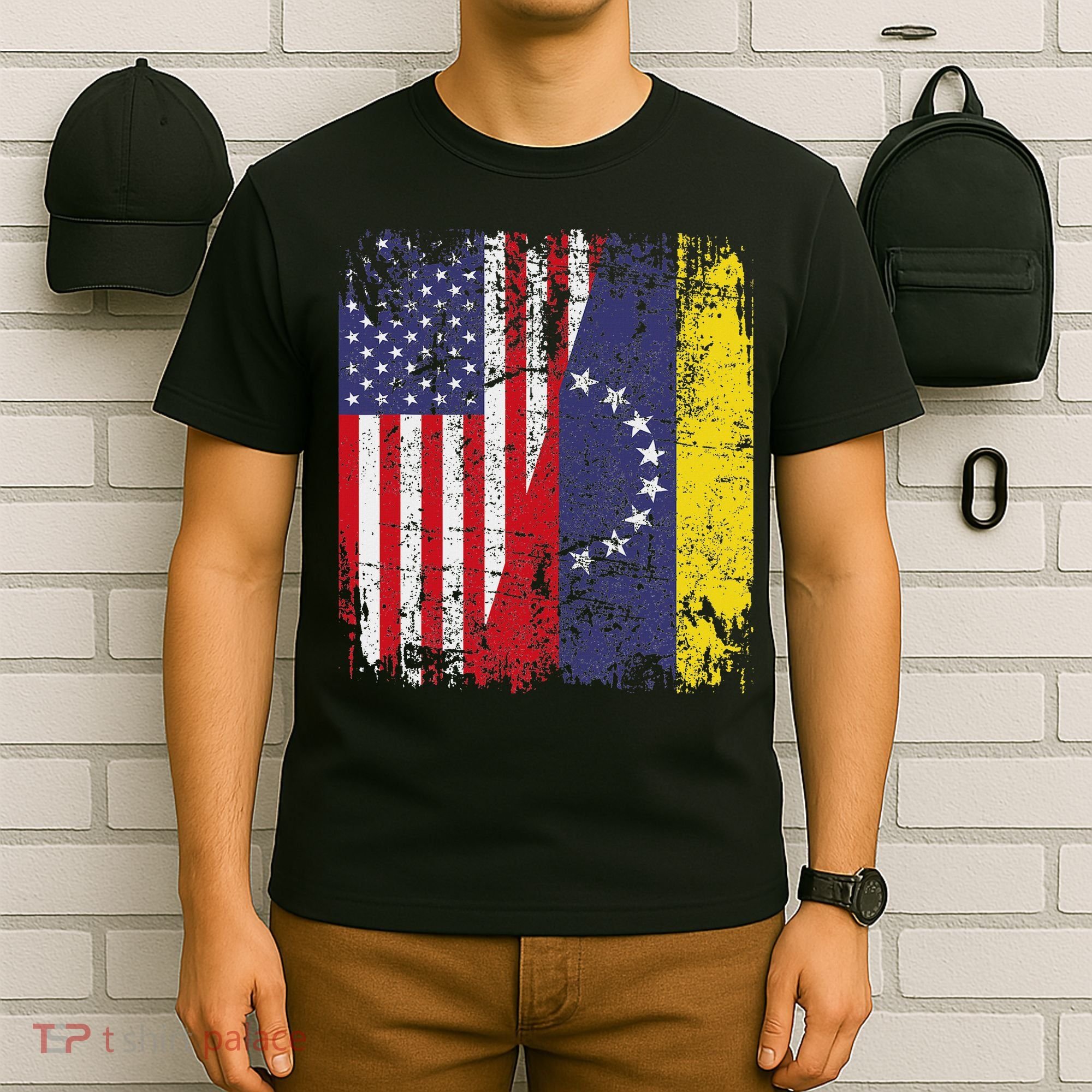 Venezuelan Roots Half American Flag Venezuela T-Shirt
