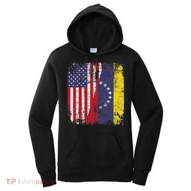 Venezuelan Roots Half American Flag Venezuela Women's Hoodie