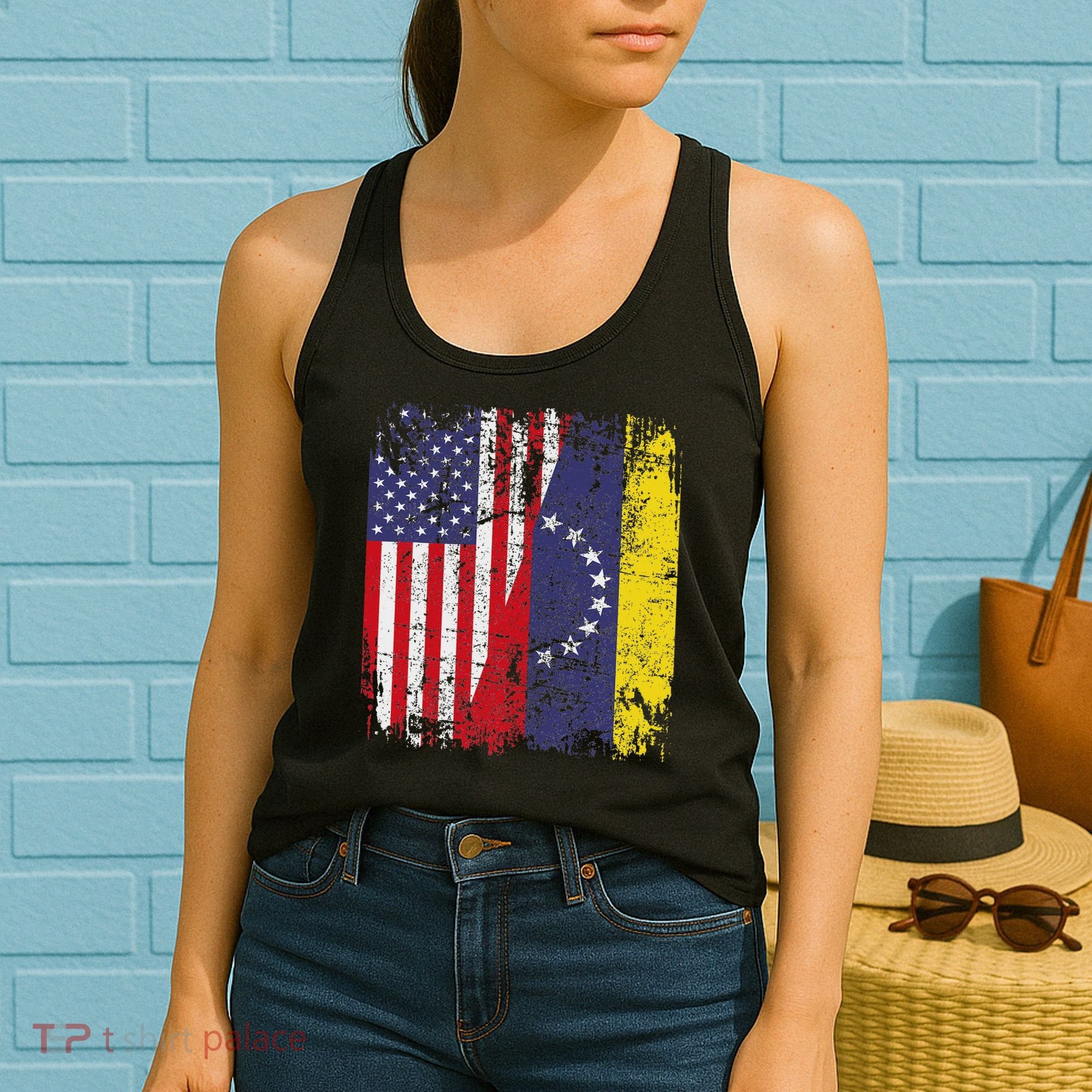 Venezuelan Roots Half American Flag Venezuela Women's Tank Top