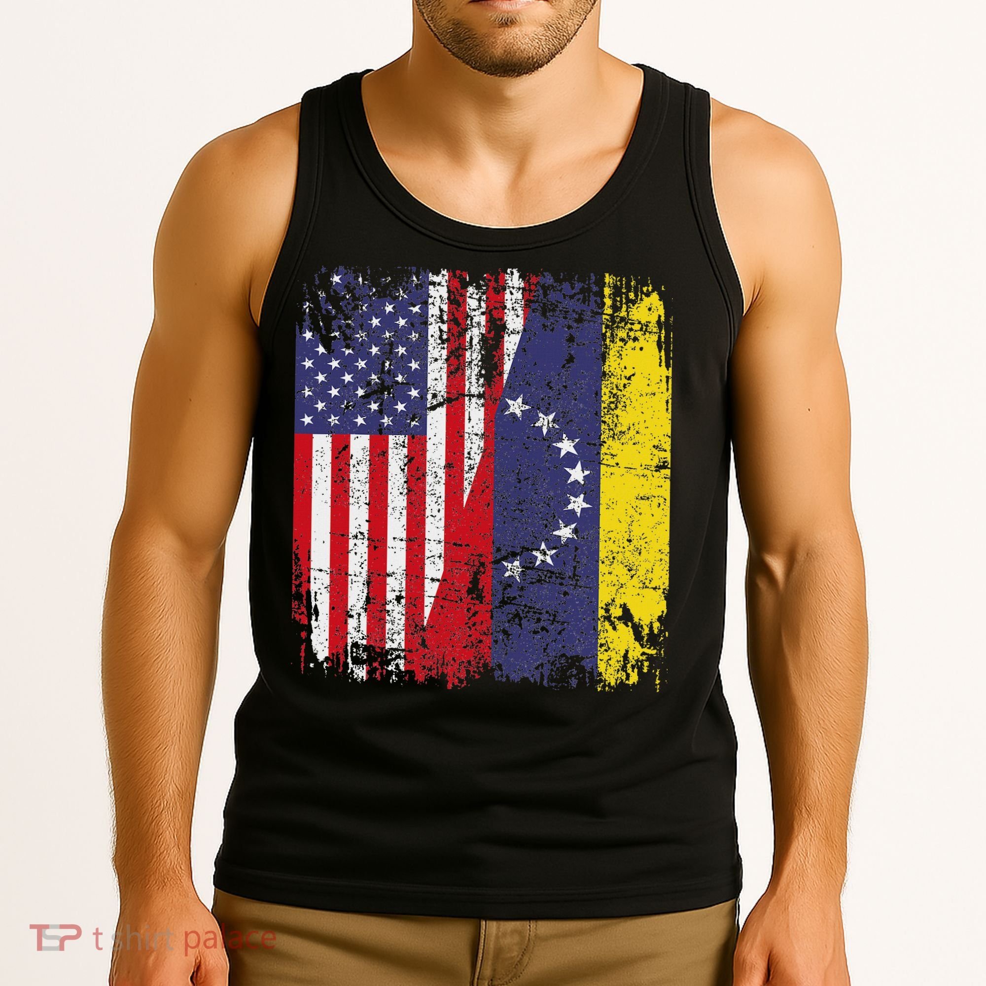 Venezuelan Roots Half American Flag Venezuela Tank Top