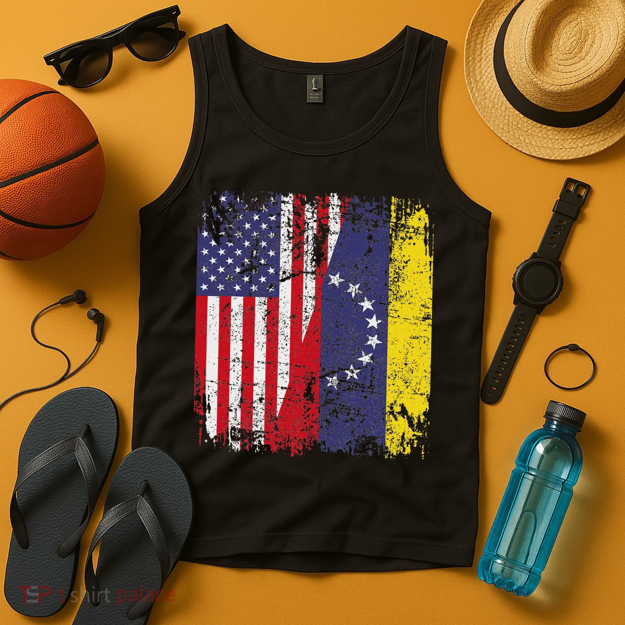 Venezuelan Roots Half American Flag Venezuela Tank Top