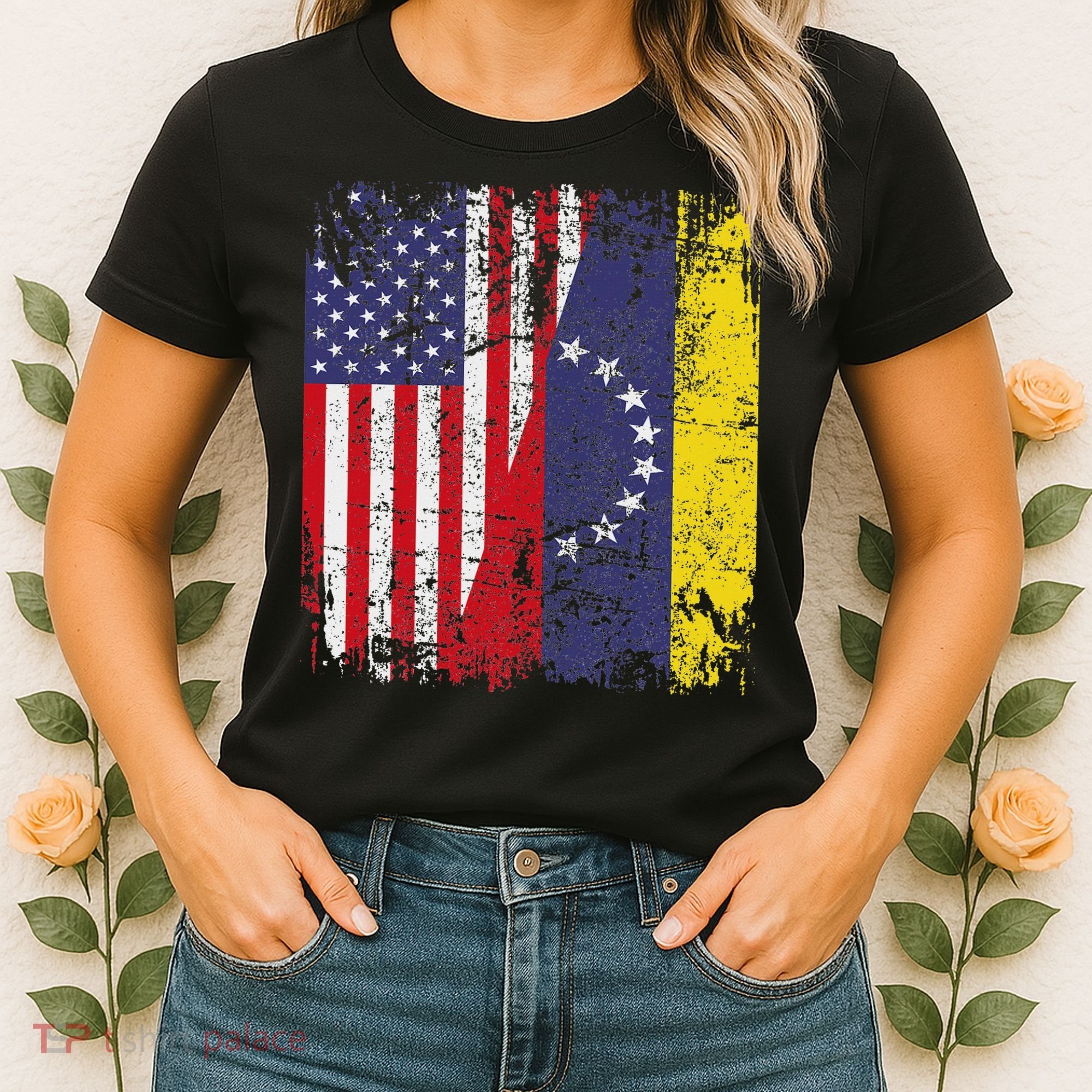 Venezuelan Roots Half American Flag Venezuela Women's T-Shirt