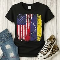 Venezuelan Roots Half American Flag Venezuela Women's T-Shirt thumb 3