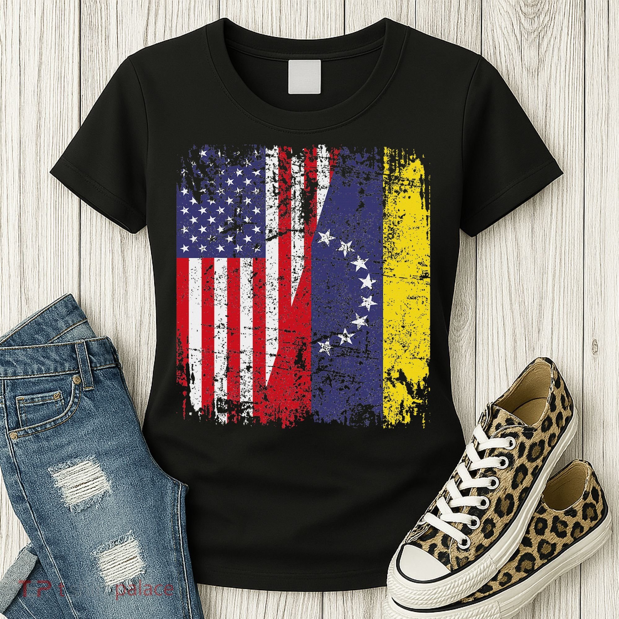 Venezuelan Roots Half American Flag Venezuela Women's T-Shirt