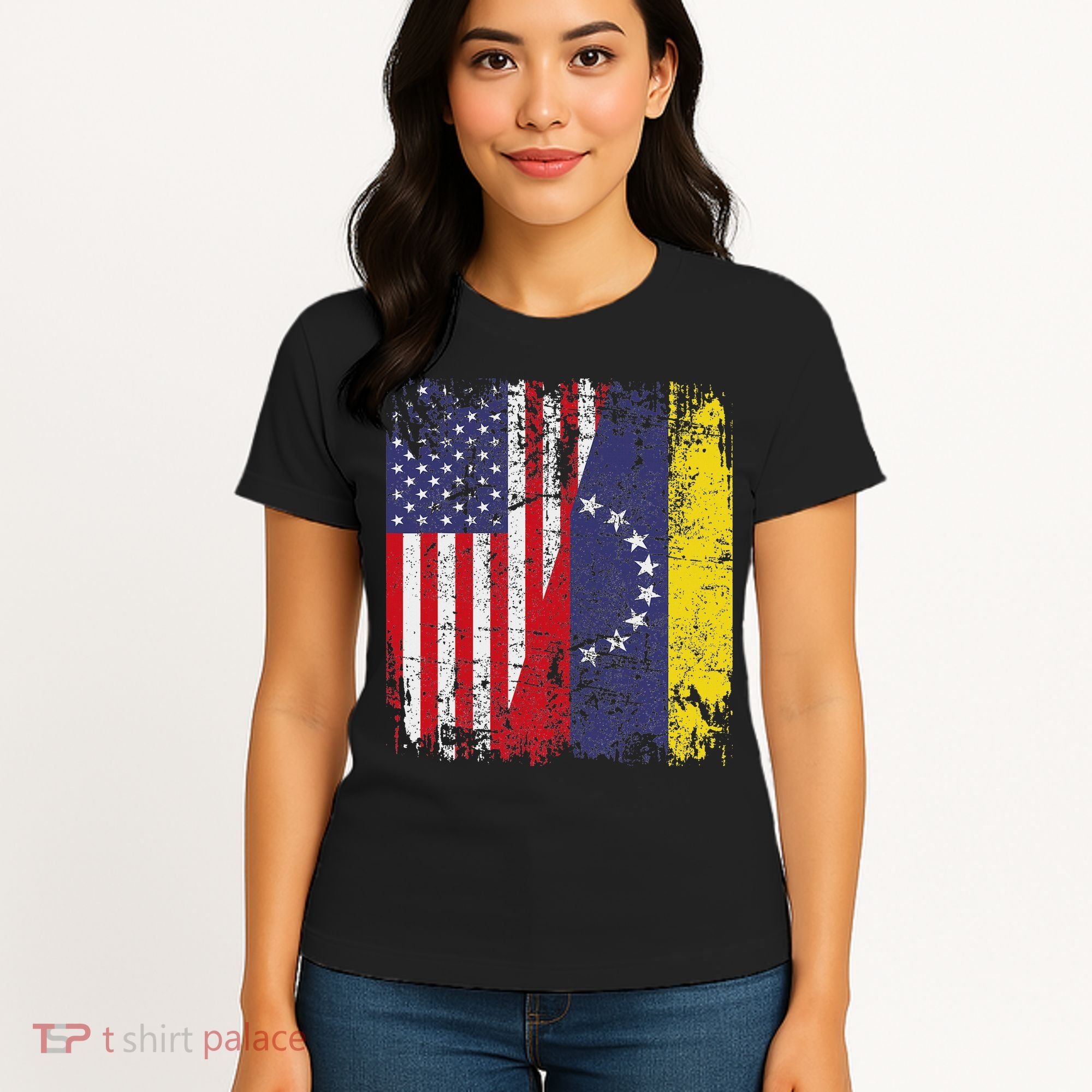 Venezuelan Roots Half American Flag Venezuela Women's T-Shirt