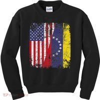 Venezuelan Roots Half American Flag Venezuela Kids Sweatshirt thumb 0