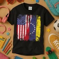 Venezuelan Roots Half American Flag Venezuela Kids T-Shirt thumb 3